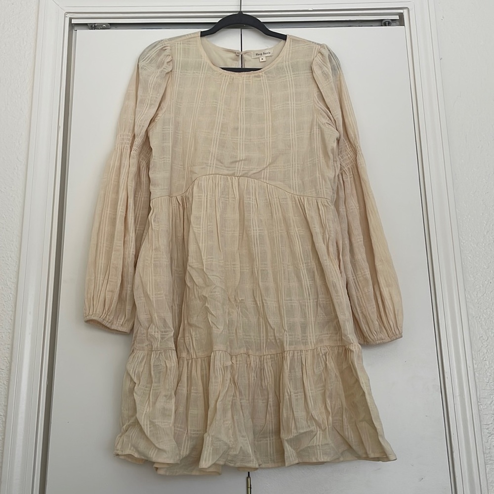 Shop Stevie Cream Long Sleeve Dress